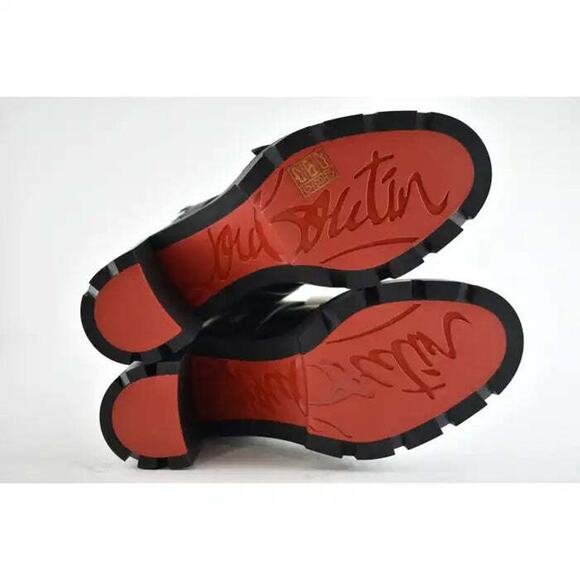 Christian Louboutin Pole Chic 70 Black Leather Shearling Heel Combat Boot 40 - Picture 9 of 9